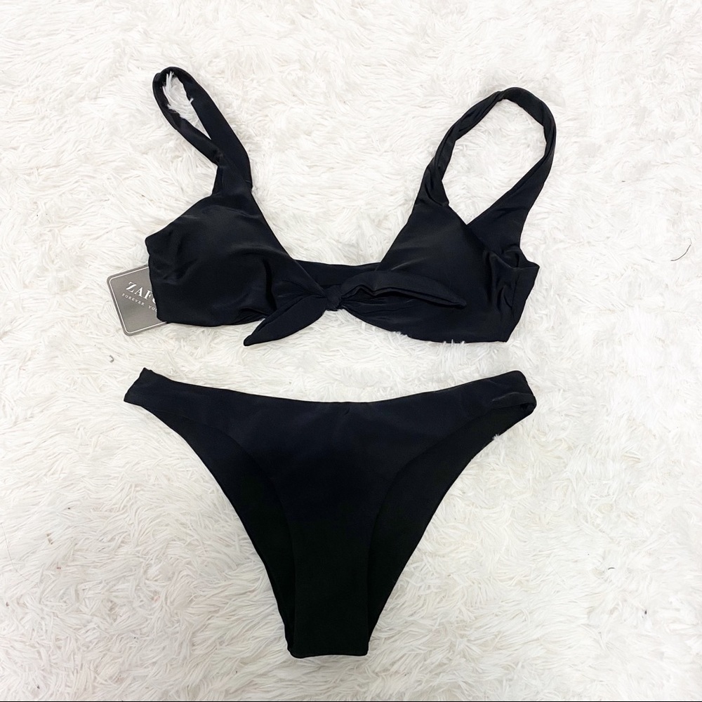 Womens Solid Color Strap Padded Front Knot Bikini Set sz 6 - Picture 5 of 8